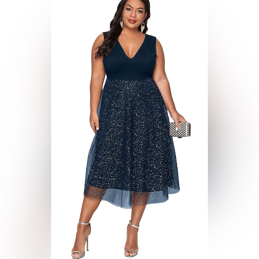 Floerns plus size v neck sleeveless dress